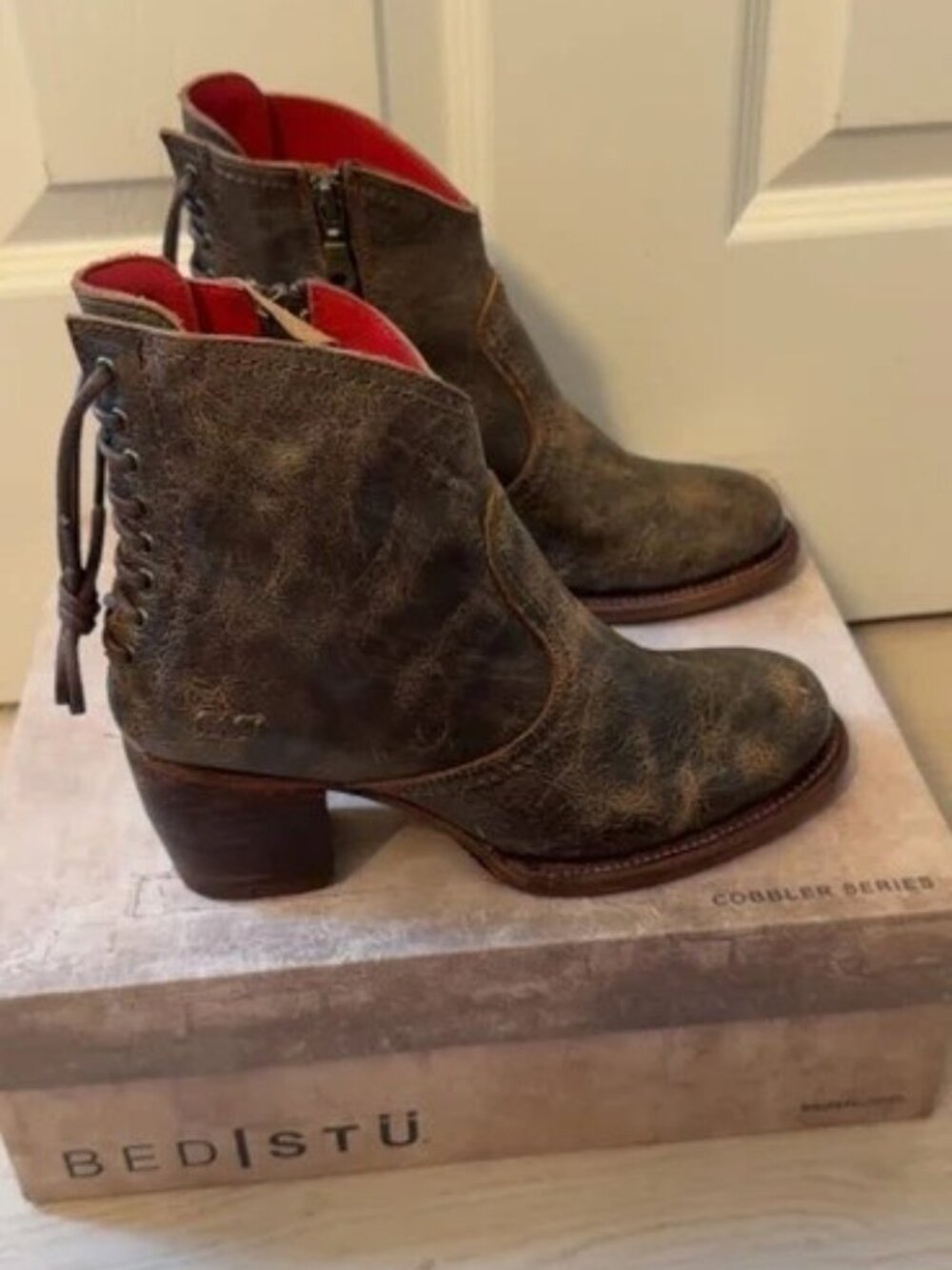 BED|STÜ Xena Leather Ankle Boots Women's Size 7.5 Teak Lux - Picture 3 of 7